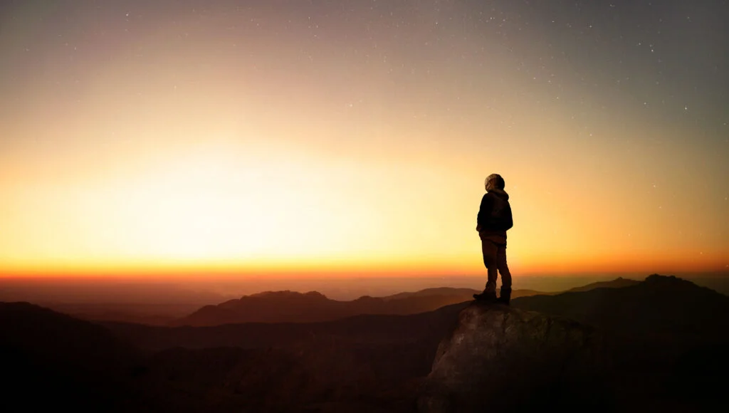 A picture about our mission. A man exploring the plannet