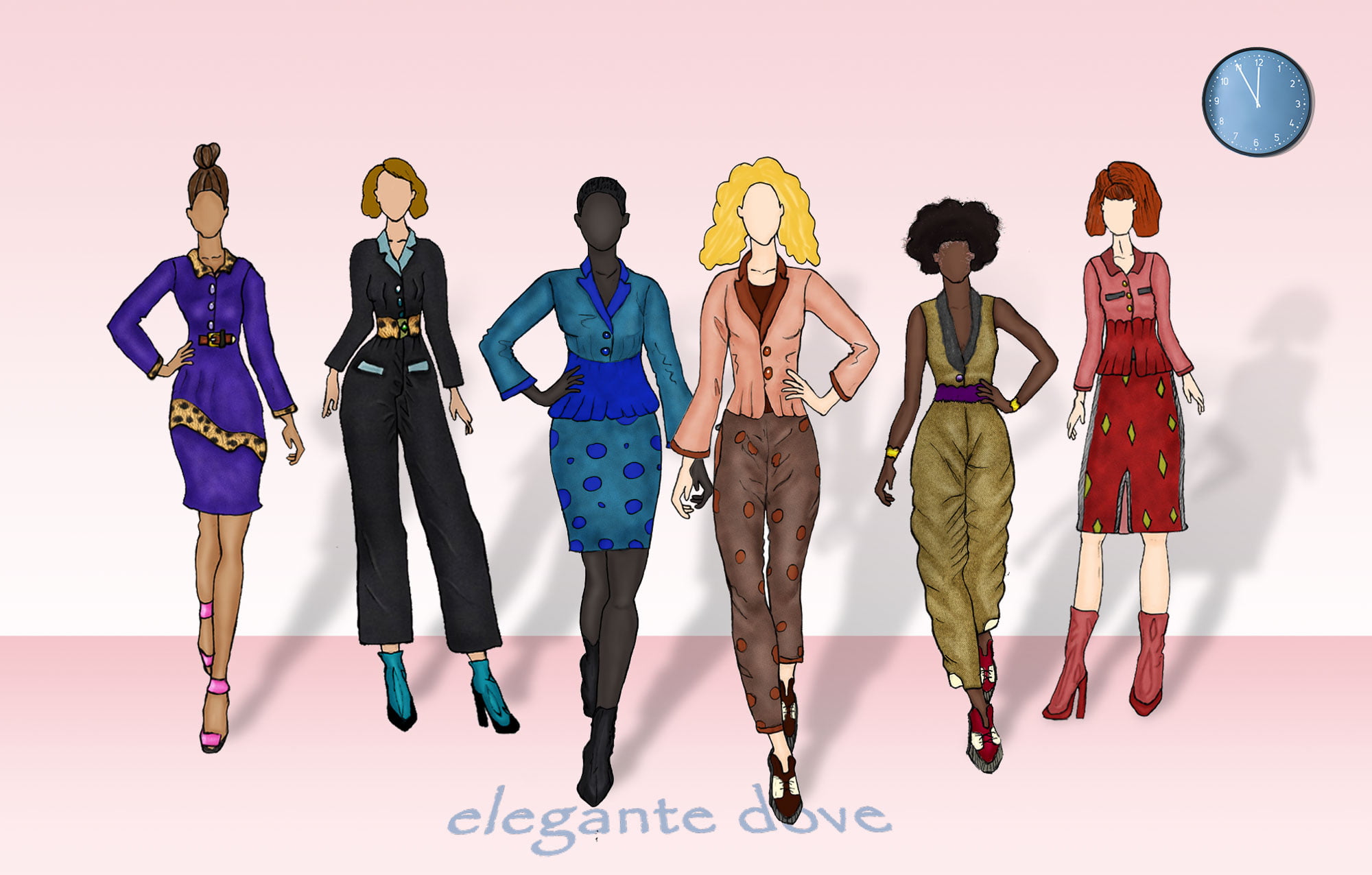 Fashion sketch . A fashion collection of working women clothes in wool.