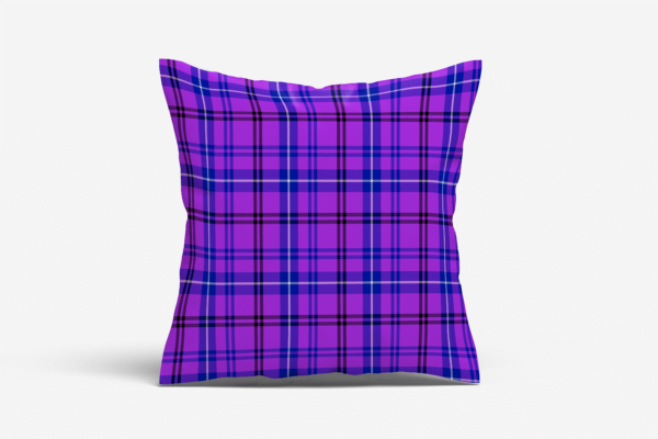 Cushion with plaited pattern checked purple