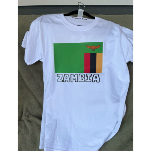 Regular fit T-shirt with Zambia flag and the word Zambia: Front part