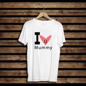 Youth Regular fit T-shirt with graphics I love You Mummy. love heart in Red