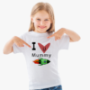 children t-shirt 100% cotton with graphics I love you mummy. A rocket, a heart and text. Heart colour Red