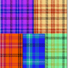 plaid pattern in 5bundles. Blue, orange, purple, light brown and green