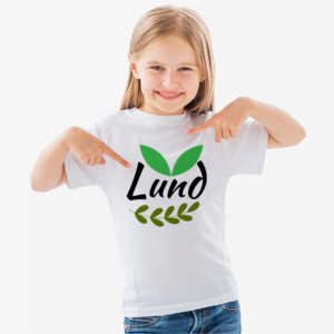 Regular fit t-shirt with Lund text. Kid t-shirt, colour: white