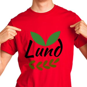 Regular fit t-shirt with Lund text. Adult T-shirt colour: red