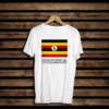 100% cotton t-shirt with Uganda Flag and the word Uganda as Text. Colour of t-shirt: white