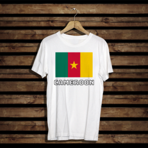 100% cotton t-shirt with Cameroon Flag and the word Cameroon as Text. Colour of t-shirt: white.