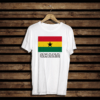 100% cotton t-shirt with Ghana Flag and the word Ghana as Text. Colour of t-shirt: white