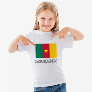 100% cotton t-shirt with Cameroon Flag and the word Cameroon as Text. Kid T-shirt . Colour of t-shirt: white.