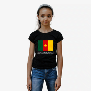 100% cotton t-shirt with Cameroon Flag and the word Cameroon as Text. Kid T-shirt . Colour of t-shirt: black.